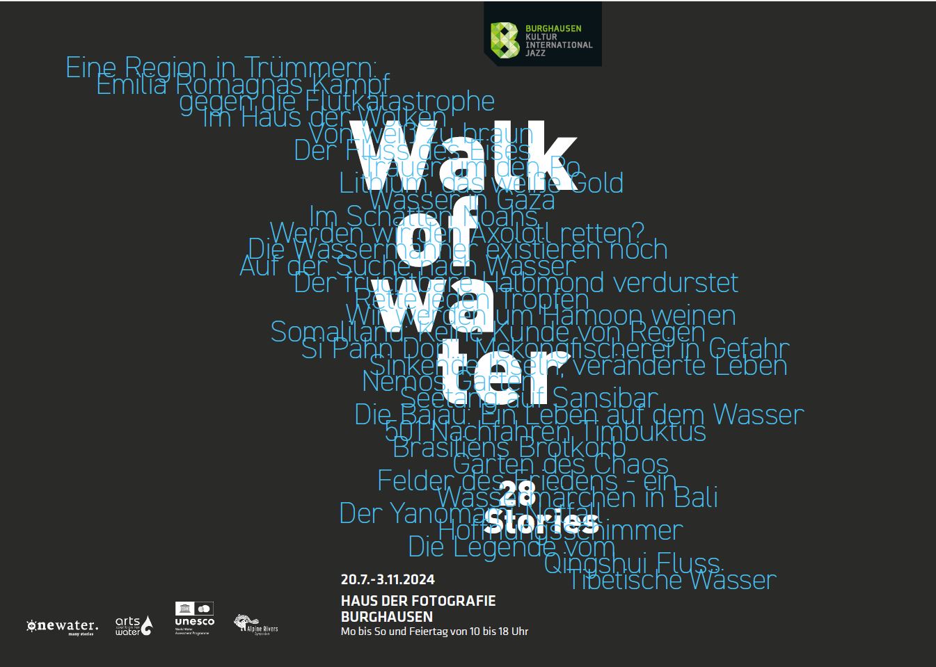 Eröffnung der Ausstellung WALK OF WATER ∙ 28 Stories am Samstag, 20. Juli 2024 um 19 Uhr im Haus der Fotografie Burghausen.