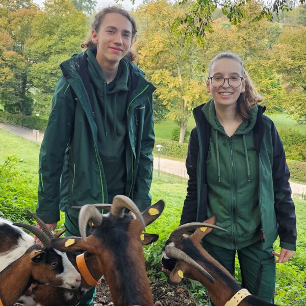 Annalena Wallner (r.) und Joel Feige absolvieren seit Anfang September 2024 ein Freiwilliges ökologisches Jahr im Umweltamt der Stadt Burghausen. Fotocredit: Stadt Burghausen/ebh